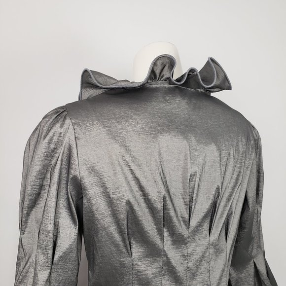Joseph Ribkoff Silver Ruffle Jacket Size 12 - Picture 7 of 11